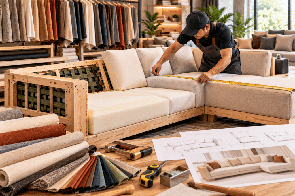 Setiap bagian sofa dikerjakan dengan memperhatikan struktur, kenyamanan, kerapian jahitan, dan kualitas finishing.