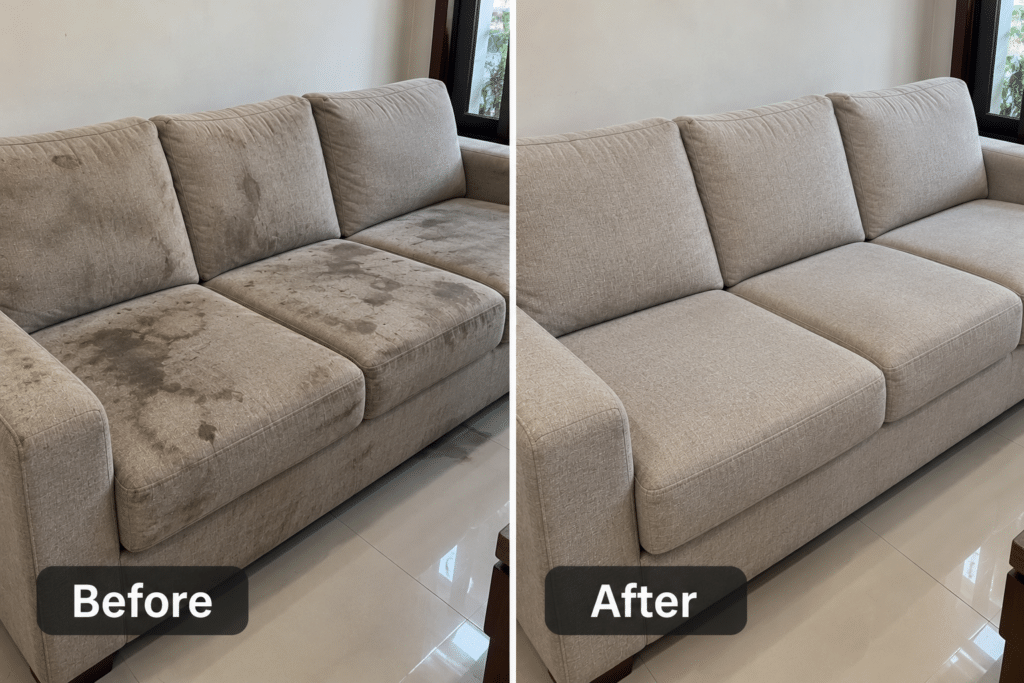 Kebersihan Sofa, Prioritas Kenyamanan — Pembersihan sofa yang disesuaikan dengan material untuk mendukung kenyamanan dan kebersihan ruangan.
